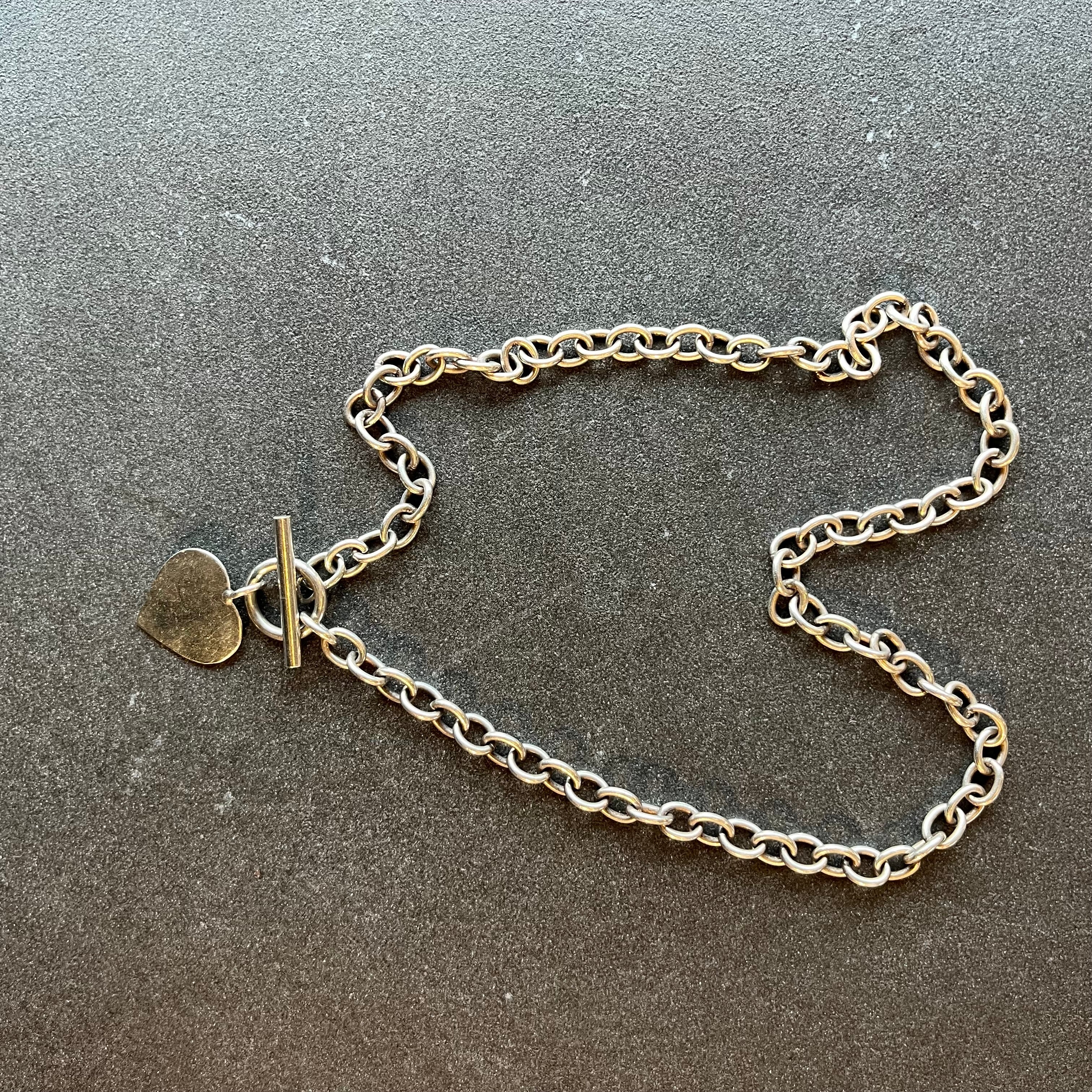 Vintage T bar heart charm necklace #2