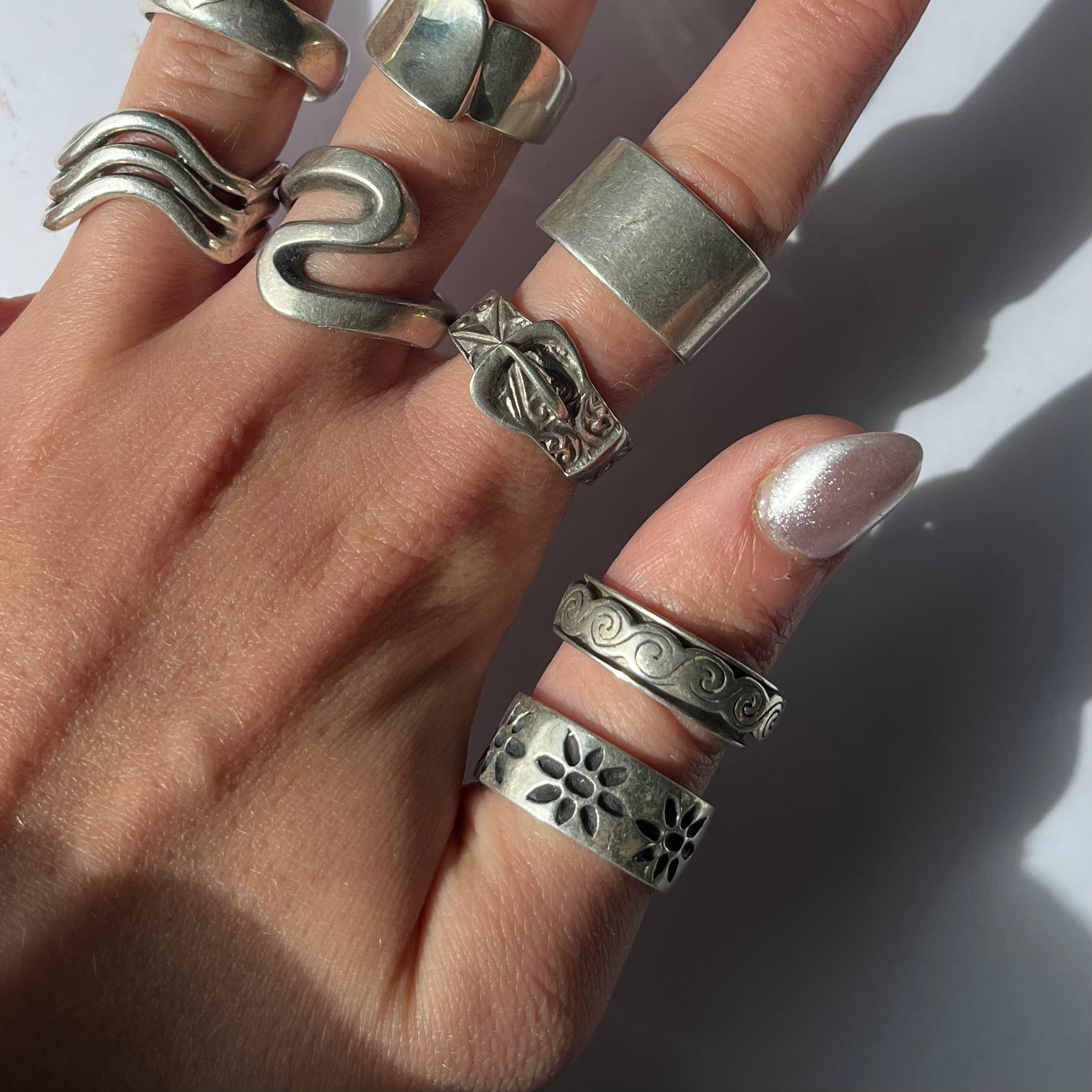 US 8 vintage 925 silver rings
