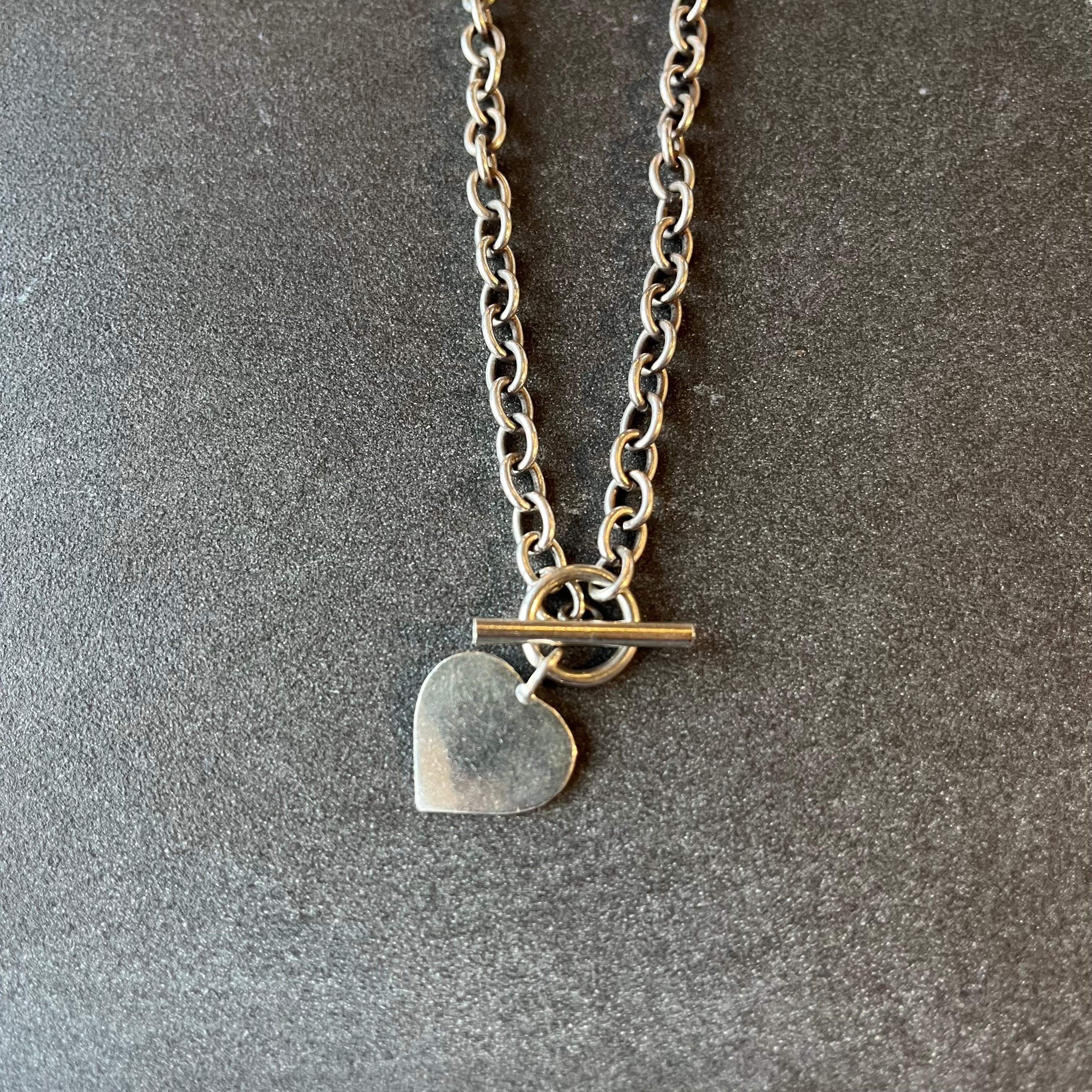 Vintage T bar heart charm necklace #2