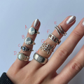 US 5 vintage 925 silver and semi precious rings