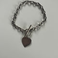 Vintage T bar heart charm bracelet