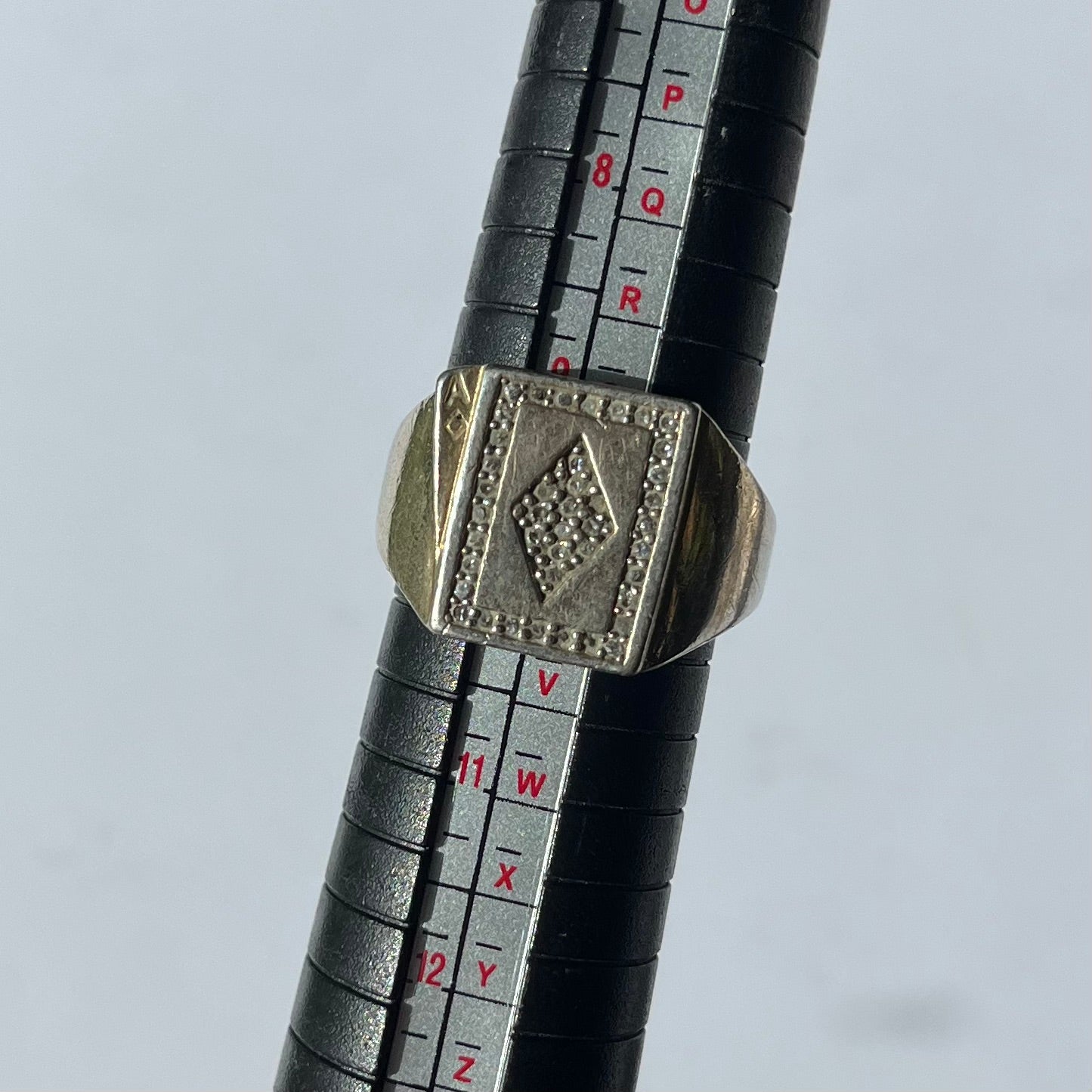 vintage ace of diamond sterling silver ring US 10