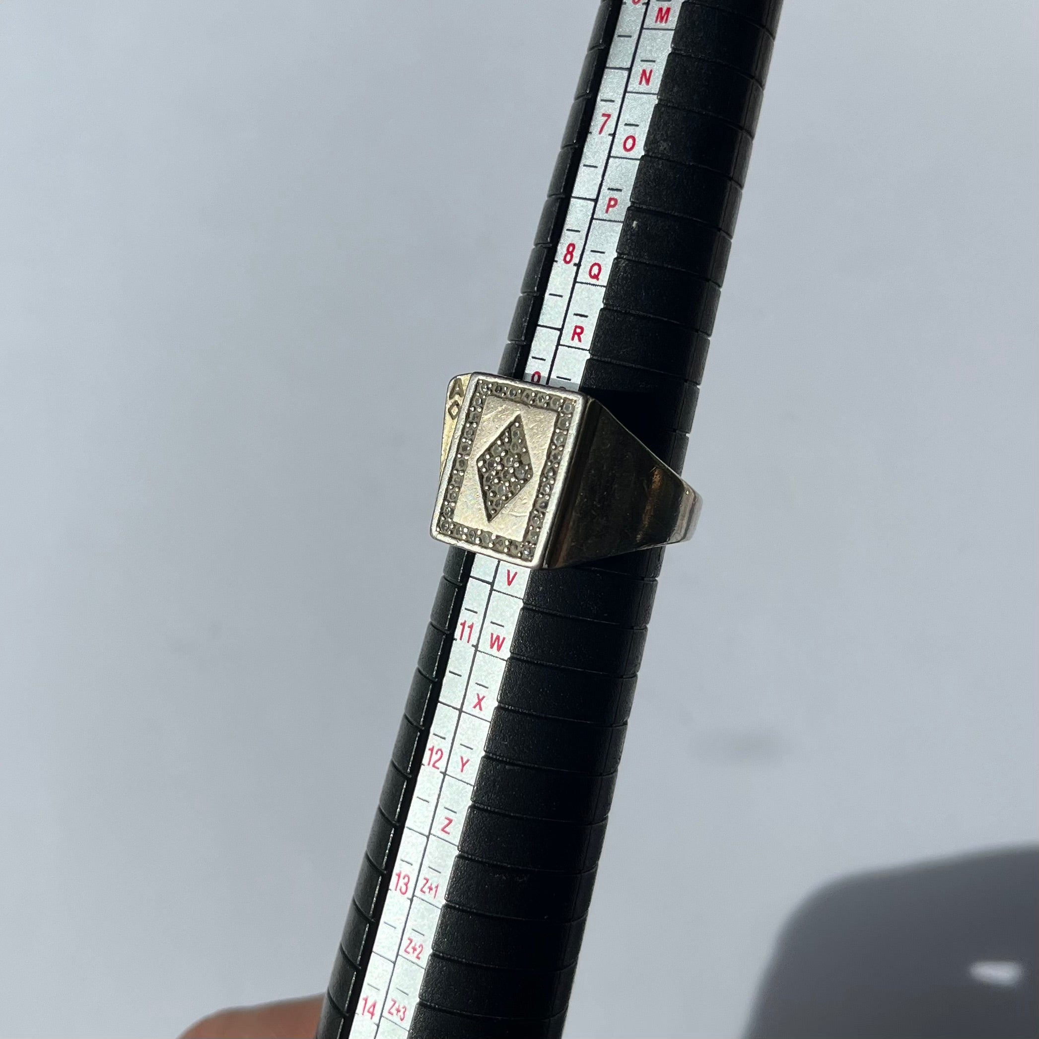 vintage ace of diamond sterling silver ring US 10