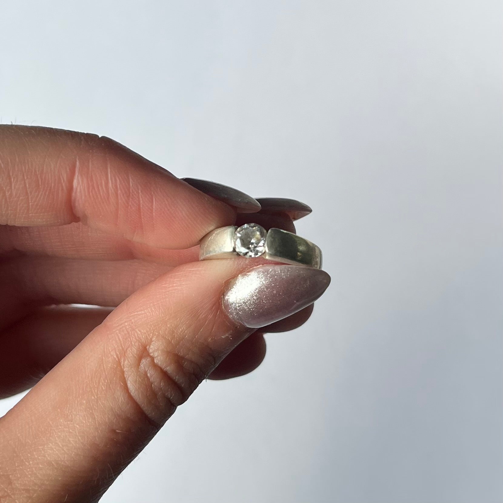 vintage silver band US 4.5 with semi precious stone